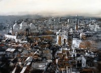 Shan Amrohvi, 30 x 42 inch, Acrylic on Canvas, Cityscape Painting, AC-SA-182